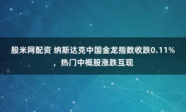 股米网配资 纳斯达克中国金龙指数收跌0.11%，热门中概股涨跌互现